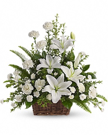 Arrangement floral Panier de lys blancs paisibles