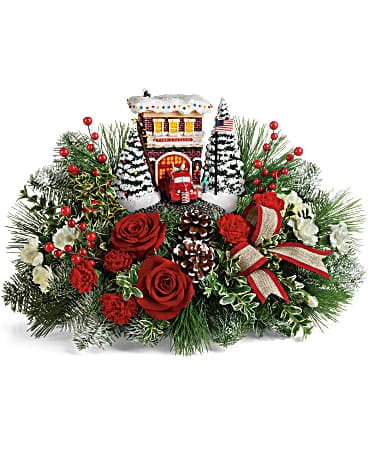Arrangement floral et bouquet Caserne de pompiers festive de Thomas Kinkade