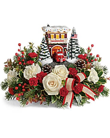 Arrangement floral et bouquet Héros des fêtes de fin d’année de Thomas Kinkade