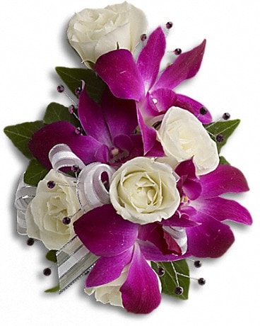 Corsage de wristlet roses et orchidées fantaisie