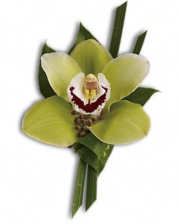 Boutonnière boutonnière Orchidée verte