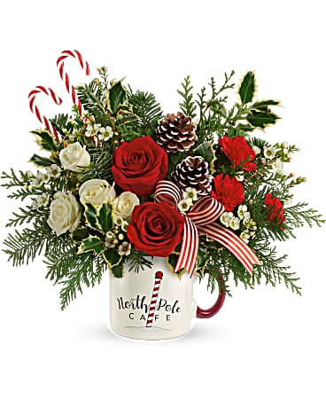 Bouquet avec tasse Send a Hug® Fêtes confortables par Teleflora