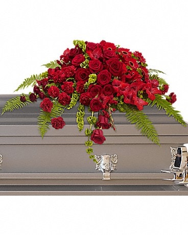 Arrangement floral de condoléances gerbe de cercueil Sanctuaire de roses rouges