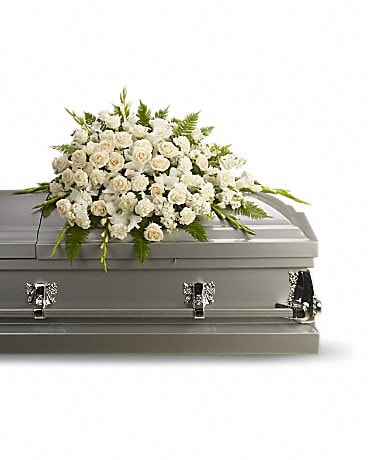 Arrangement floral de condoléances gerbe de cercueil Paisible sérénité 