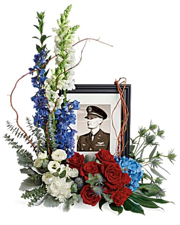Arrangement floral de condoléances et bouquet d’hommage avec photo Toujours avec nous