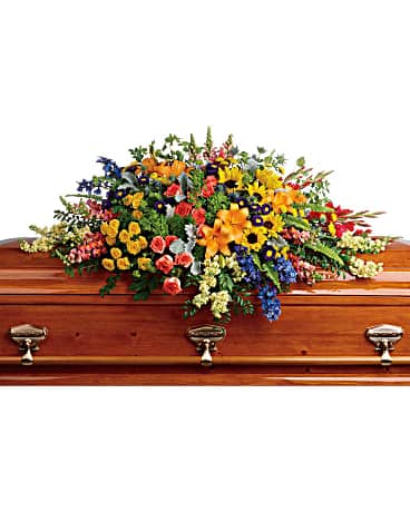Arrangement floral de condoléances et gerbe de cercueil Reflets colorés
