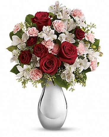 Bouquet Fou de toi avec bouquet de roses rouges de Teleflora