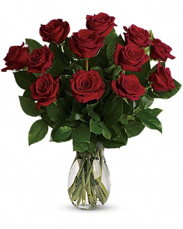 Bouquet Mon véritable amour avec bouquet de roses rouges à longues tiges