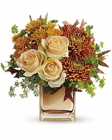 Arrangement floral avec bouquet Romance d’automne de Teleflora