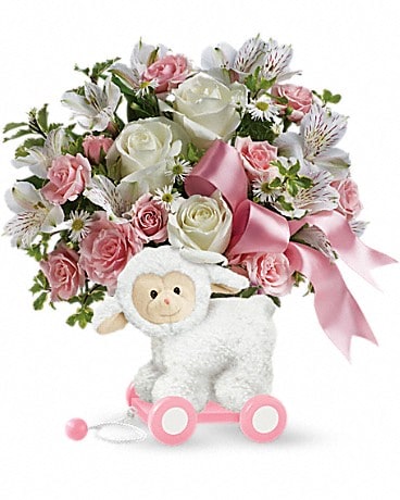 Agneau très doux de Teleflora – bouquet pour bébé rose