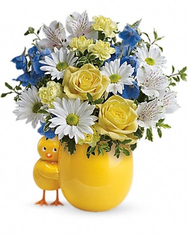 Bouquet coucou de Teleflora – bouquet bleu pour bébé