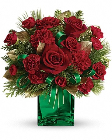 Arrangement floral avec bouquet Esprit de Noël de Teleflora