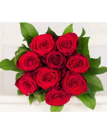Disposition des neuf roses rouges (sans vase)