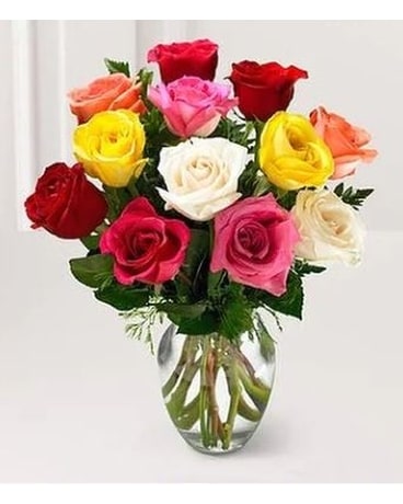 Décoration de douze fleurs de bouquet de roses de couleurs variées