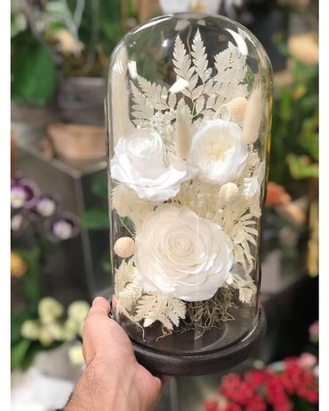 DÔME GÉANT BLANC fleur arrangement floral DE NEIGE