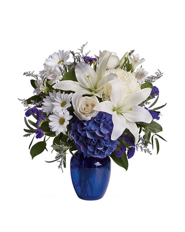 Magnifique disposition florale en T209-3AA bleu