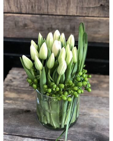 20 tiges de tulipes en verre carré de 12,7 cm avec disposition florale grise